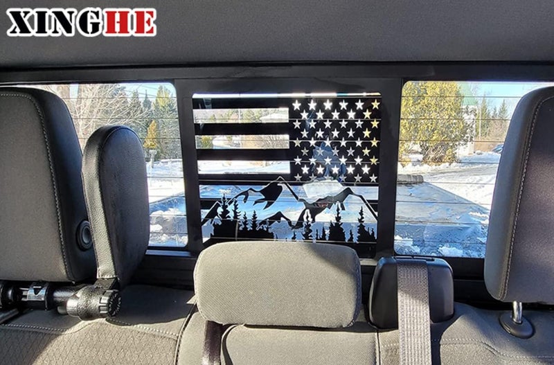 xinghe for Dodge Ram 2009 to 2024, American Flag Decals Stickers for Truck Back Middle Window, Matte Black USA Flag Decal - Image 4